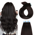 Tape In Hair Extensions Off Black 18in Silky Straight - Seamless Remy