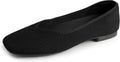 Square Toe Black Flats for Women - Washable Knit Comfort
