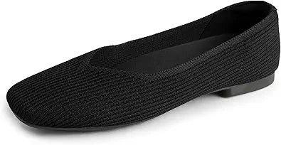 Arromic Black Flats Shoes for Women - Comfortable Knit Design