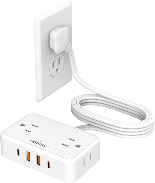 HOPOW Ultra Thin Flat Plug Power Strip - Cruise Ship Friendly!