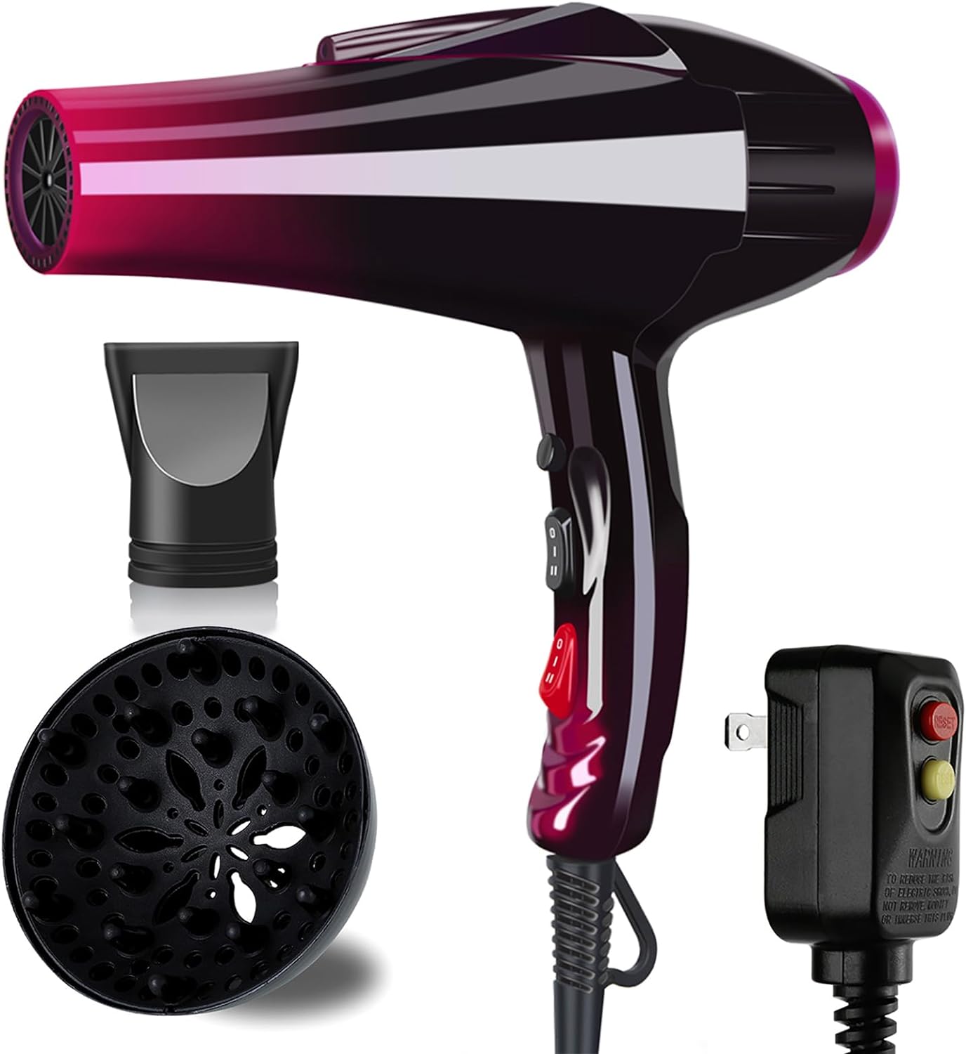 Professional Ionic Hair Dryer, 3500W Powerful AC Motor, Tourmaline Ceramic, Purple