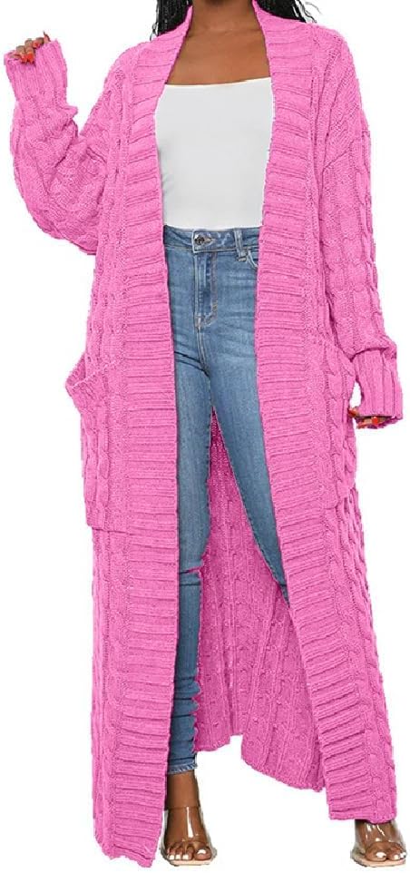 Stylish Cable Knit Cardigan for Women with 2-Pockets
