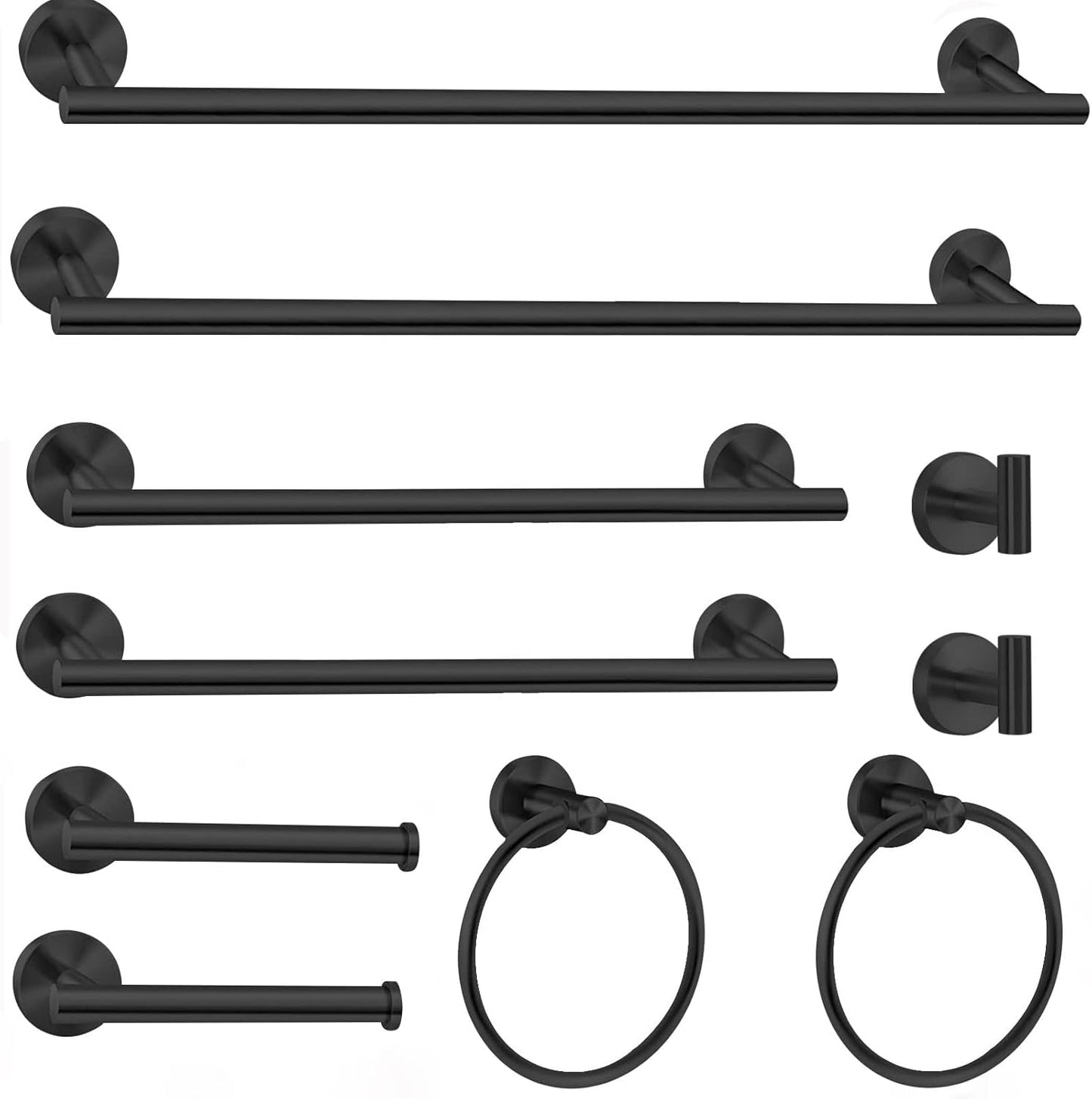 Cilee 10 Piece Matte Black Bathroom Hardware Set for Modern Homes