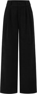 Corduroy Wide Leg Pants High Waisted - Warm Business Casual