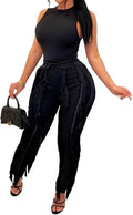 Women Sexy Two Piece Fringe Pants Set - Night Out Ready