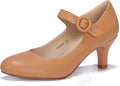 IDIFU Women's Jessy Mary Jane Pumps - Low Kitten Heels for Work