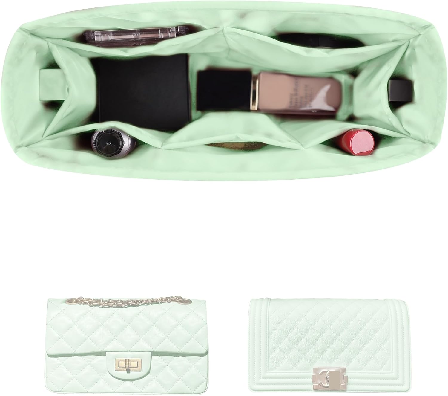 Purse Insert for Chanel Boy Large Bags - Satin Organizer