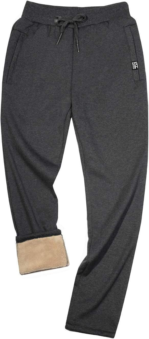 Gihuo Men's Sherpa Lined Athletic Sweatpants for Winter Warmth