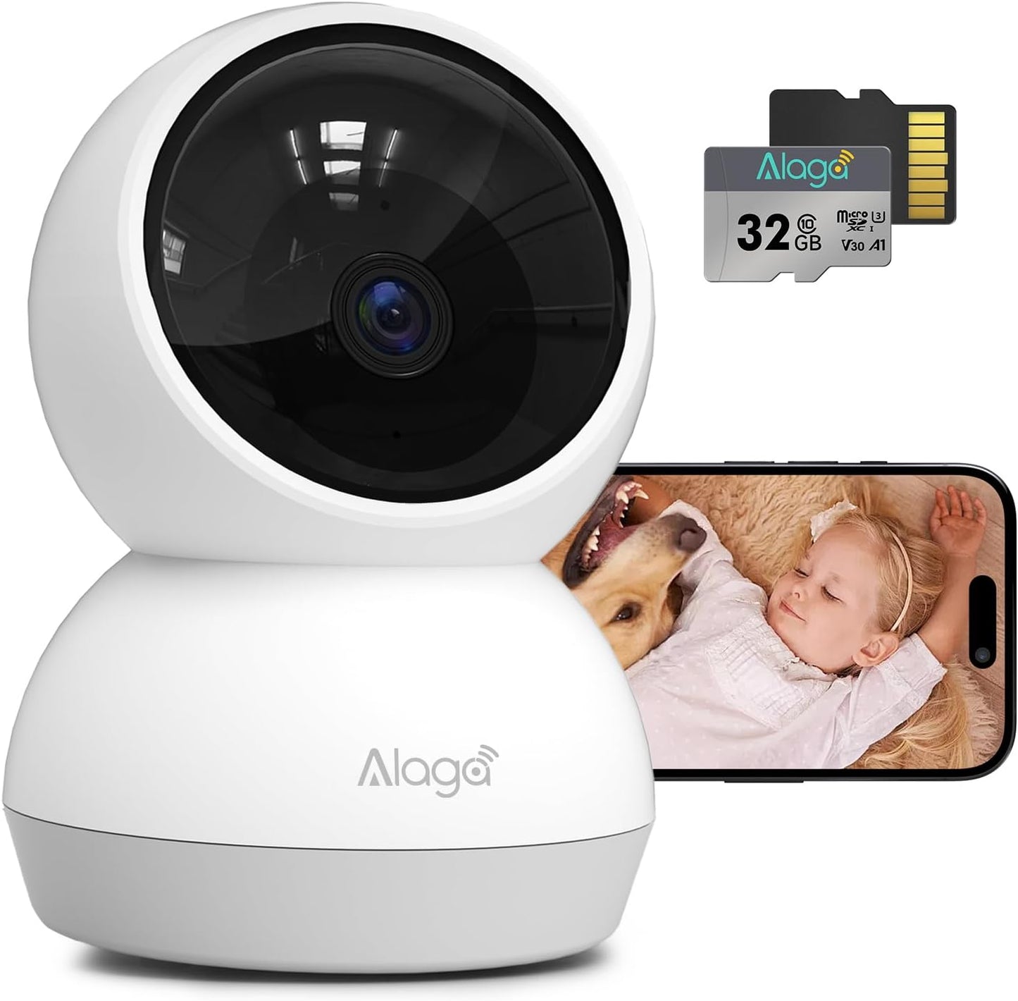 Alaga Smart Indoor Camera: AI Motion Detection, 360 Pan Tilt