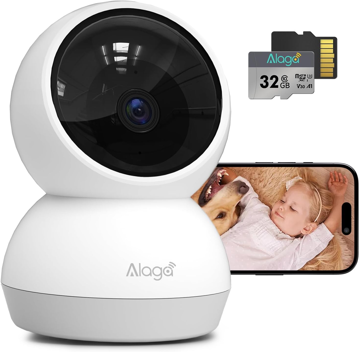 Alaga Smart Indoor Camera: AI Motion Detection, 360 Pan Tilt