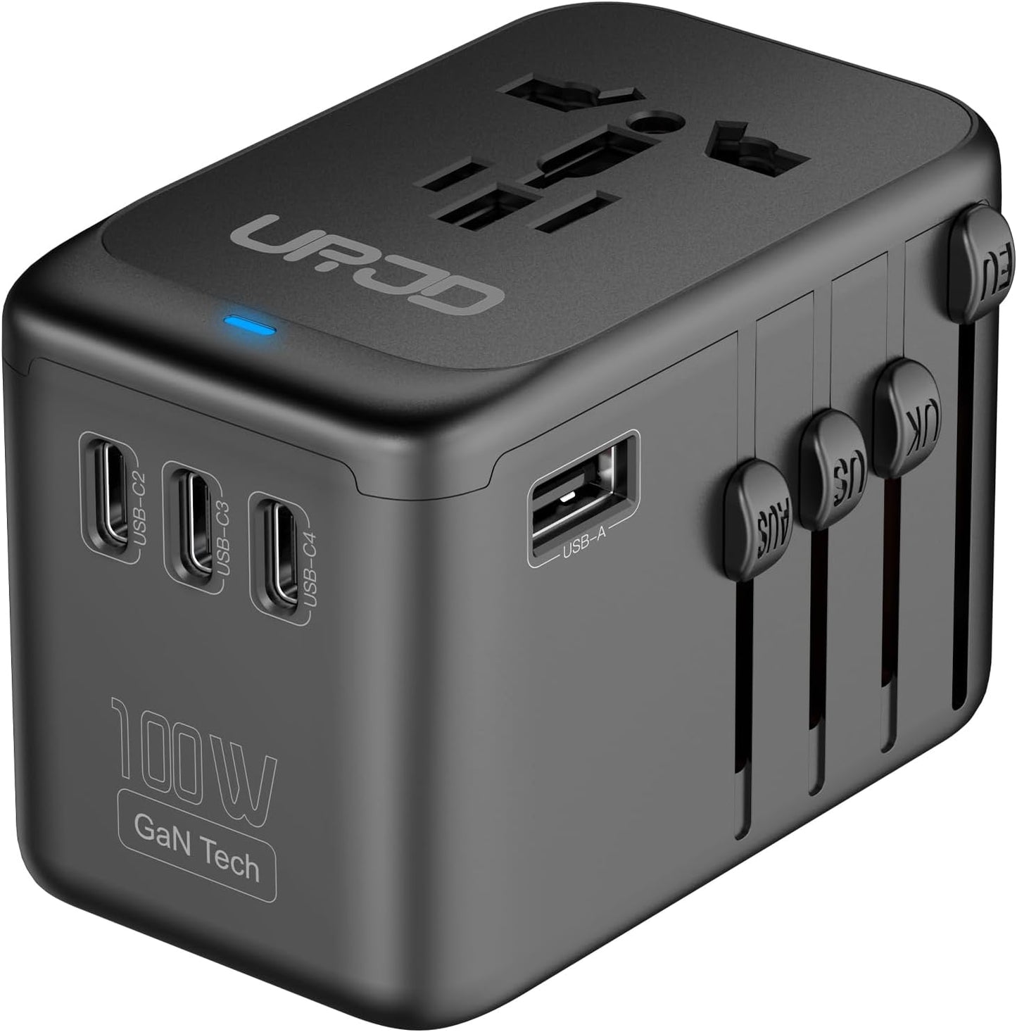 Universal Travel Adapter with 100W GaN Fast Charger for 180+ Countries