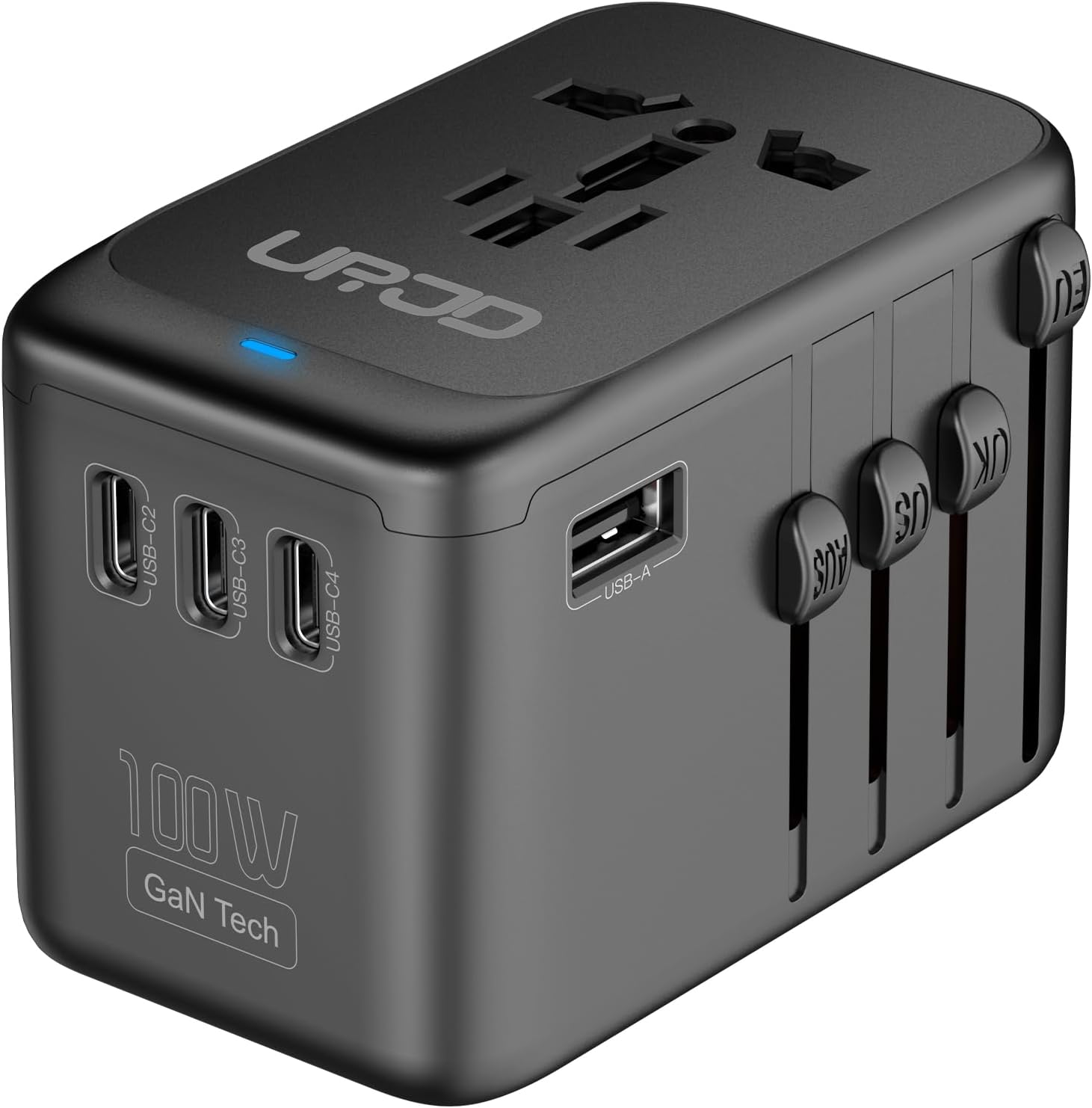 Universal Travel Adapter with 100W GaN Fast Charger for 180+ Countries
