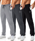 Mens Joggers 3 Pack with Zipper Pockets - Lightweight Track Pants