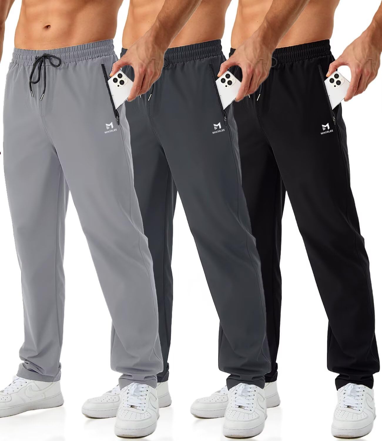 Mens Joggers with Zipper Pockets for Workout and Gym Use