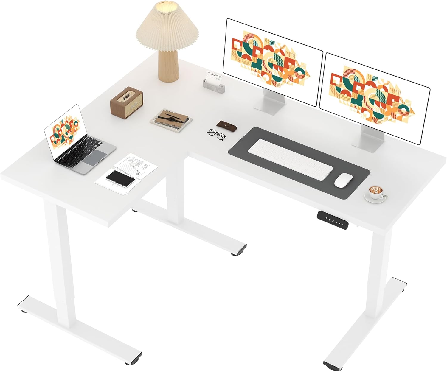 SANODESK L Shaped Standing Desk with Electric Height Adjustment