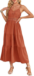Beach Crochet Lace Maxi Dress - Flattering Spaghetti Strap Summer