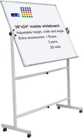 Mobile Dry Erase Board Magnetic Whiteboard on Wheels 36x24 - Portable