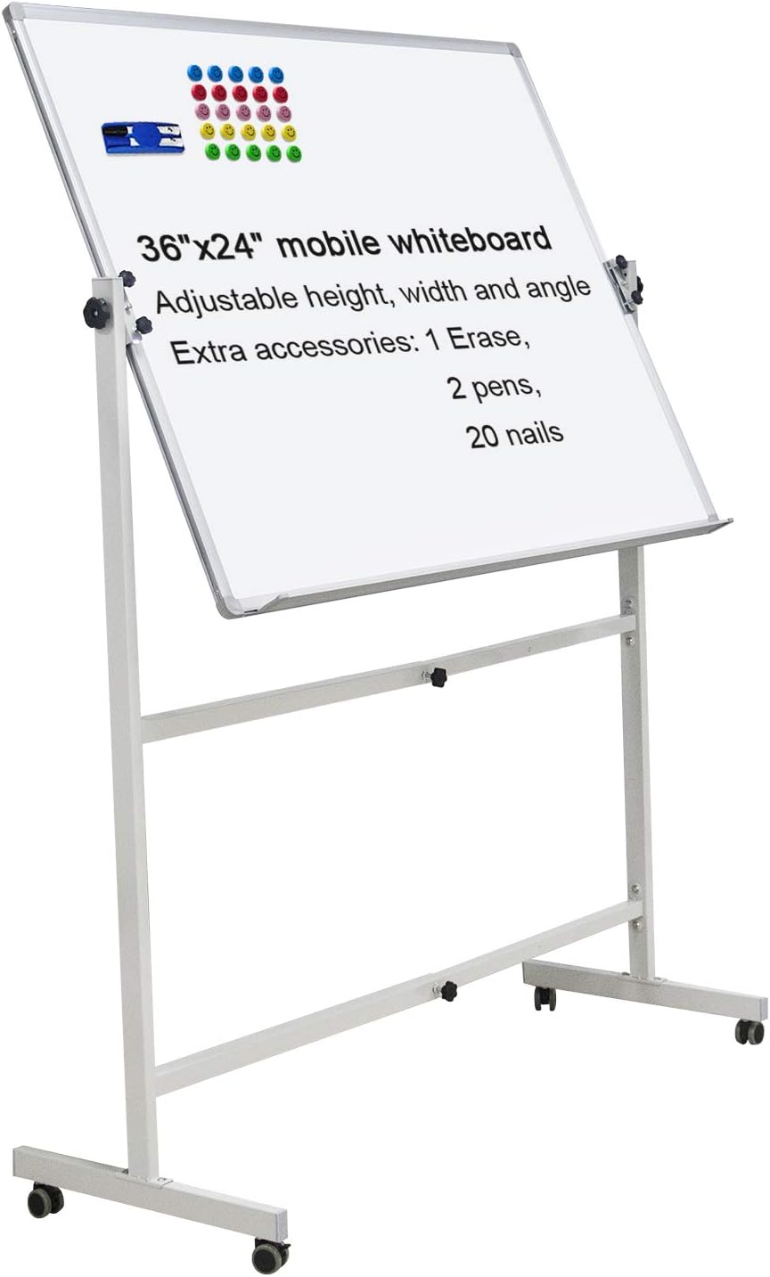 Mobile Dry Erase Board on Wheels for Classroom and Office Use