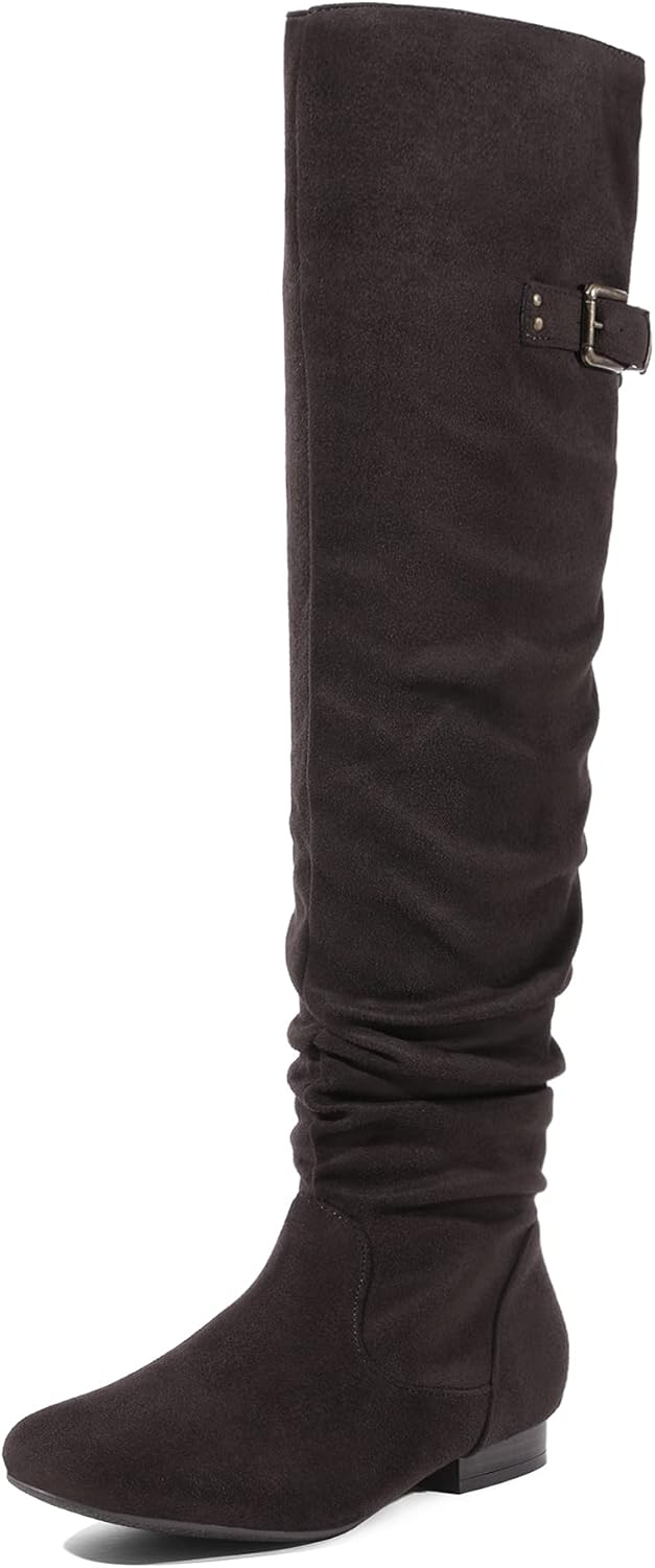 DREAM PAIRS Women's Suede Over The Knee Thigh High Winter Boots
