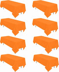 8 Pack Orange Tablecloth 60 x 102 in Rectangular Tablecloths - Wrinkle