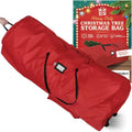 Holiday Cheer Christmas Tree Storage Bag with Wheels (Red) - Fits up