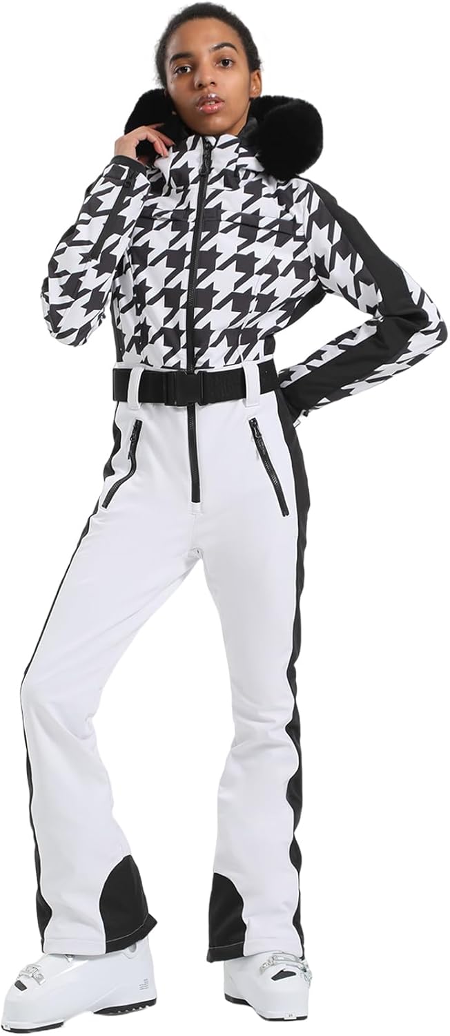 GSOU SNOW Womens Ski Suit One Piece Insulated Jumpsuit