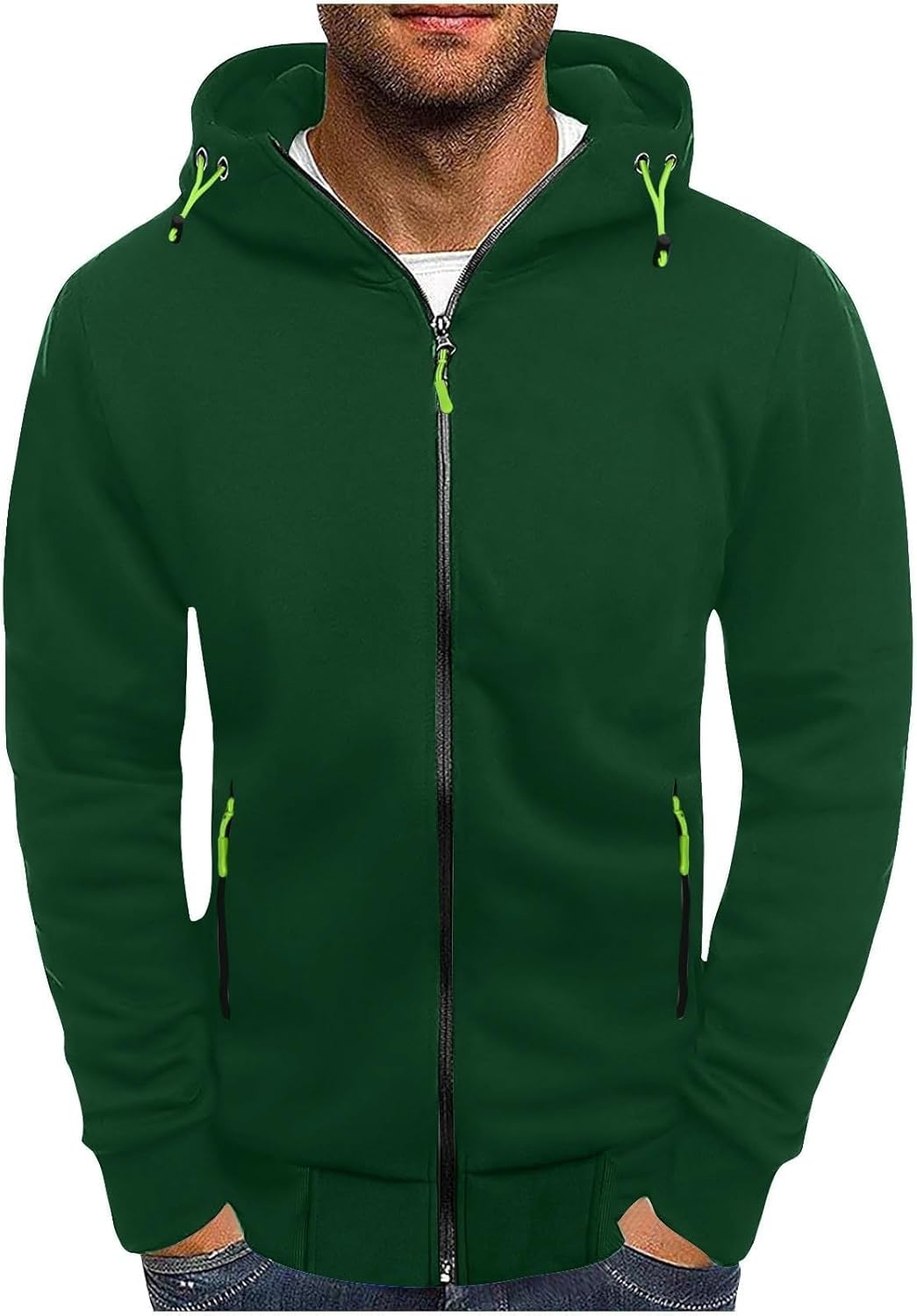 Cotton Zip Hoodie with Drawstring - JPLZi