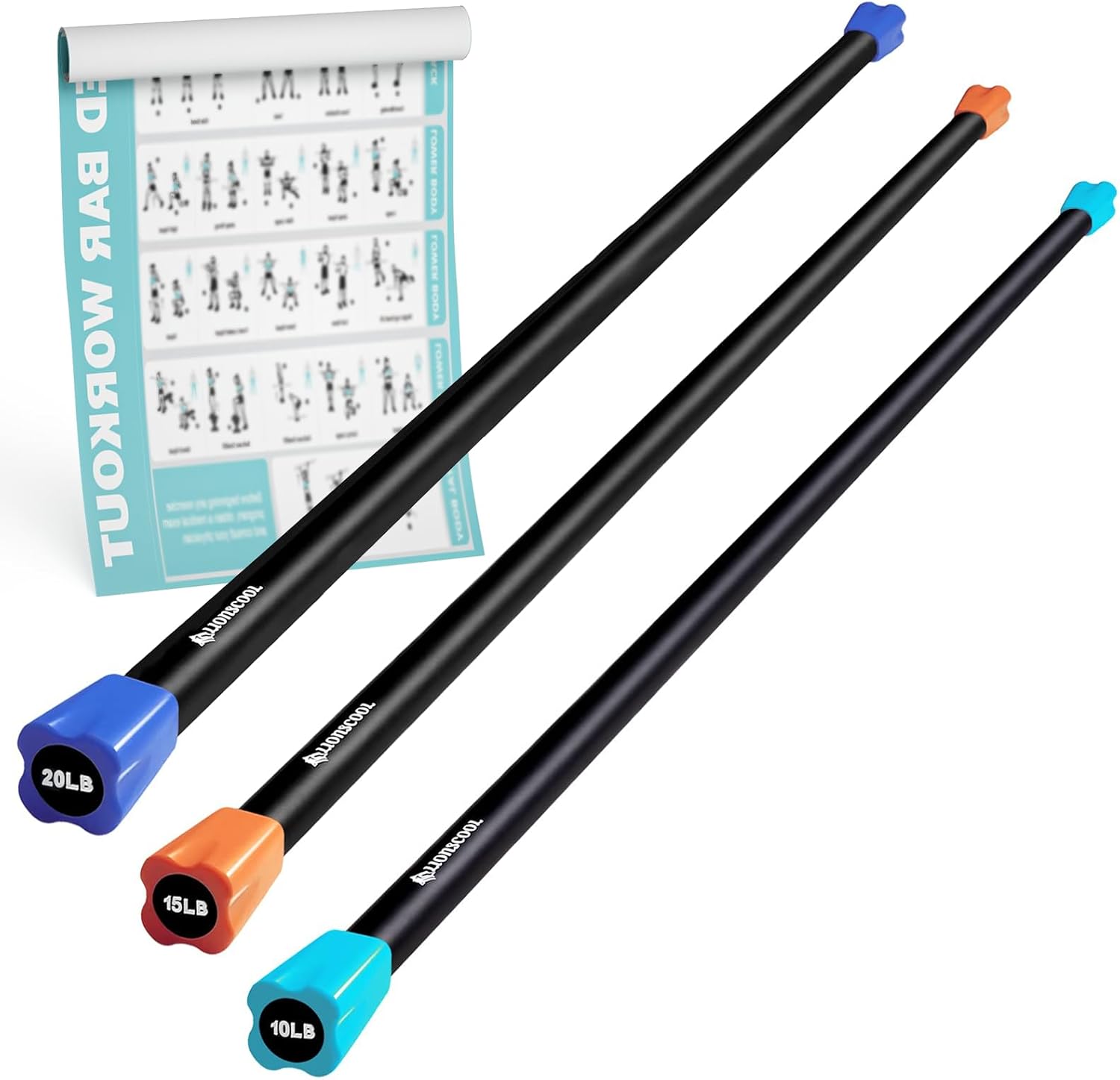 LIONSCOOL Workout Weighted Bar Set for Body Sculpting and Toning