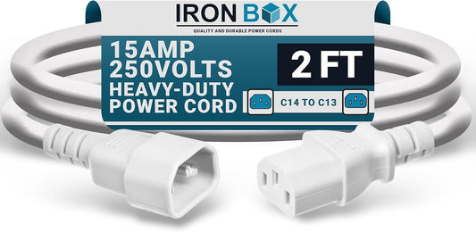 IronBox Heavy Duty Electric Power Cord - UL Listed 15A/250V - Ideal for Computers & More