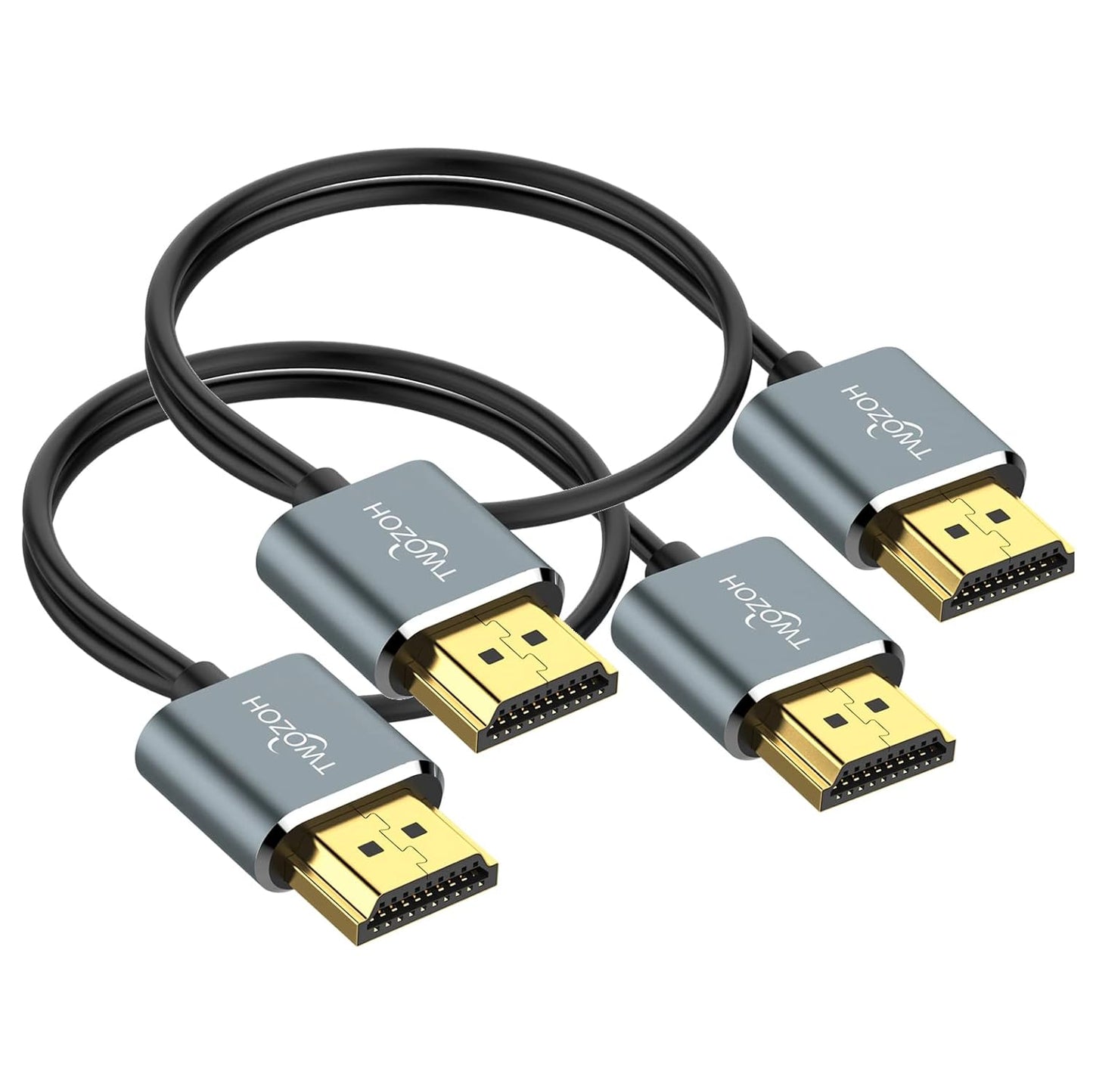 Ultra Thin 4K HDMI Cable 1FT 2-Pack by Twozoh