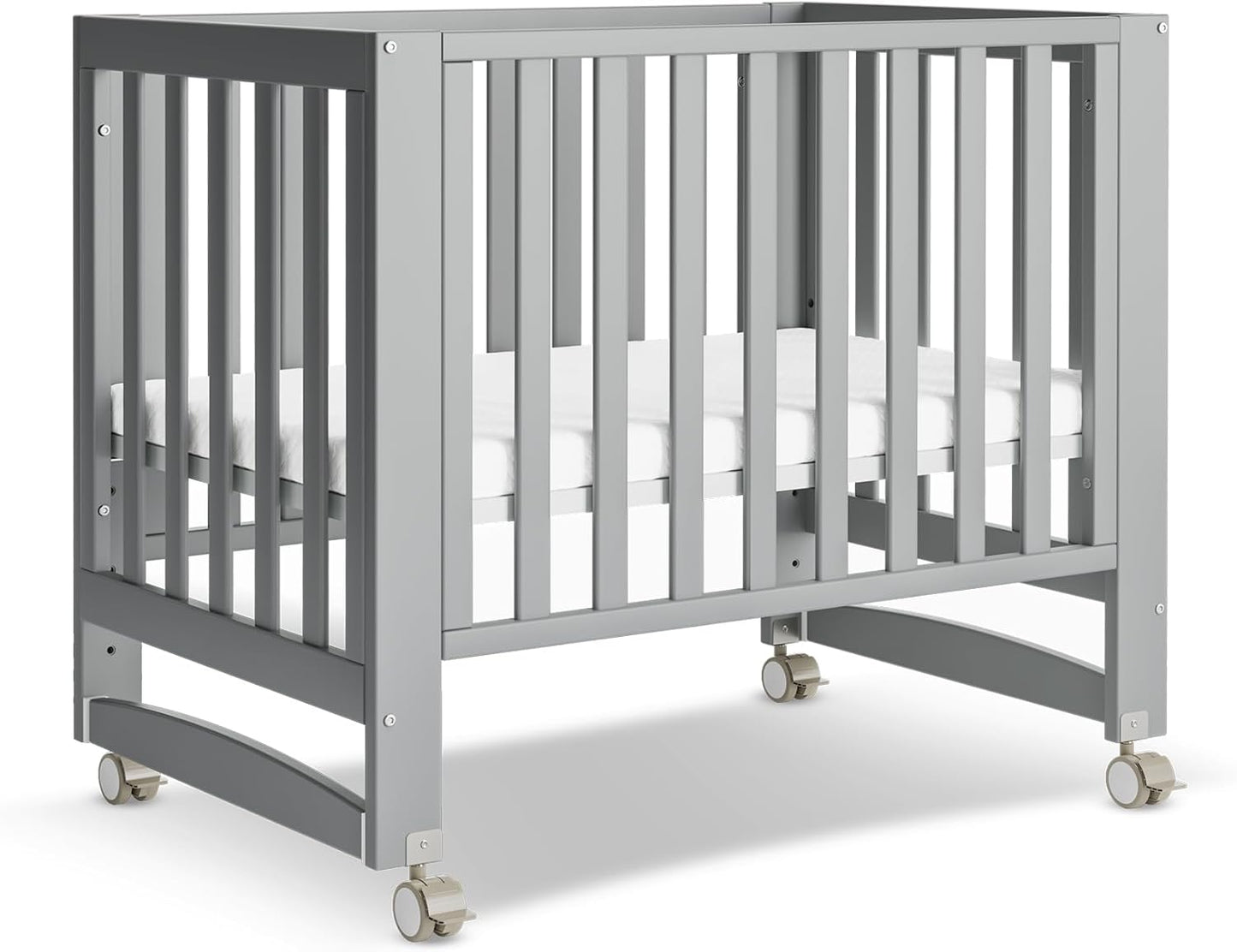 EvoNest Baby Crib 6 in 1 Convertible Mini Crib with Wheels