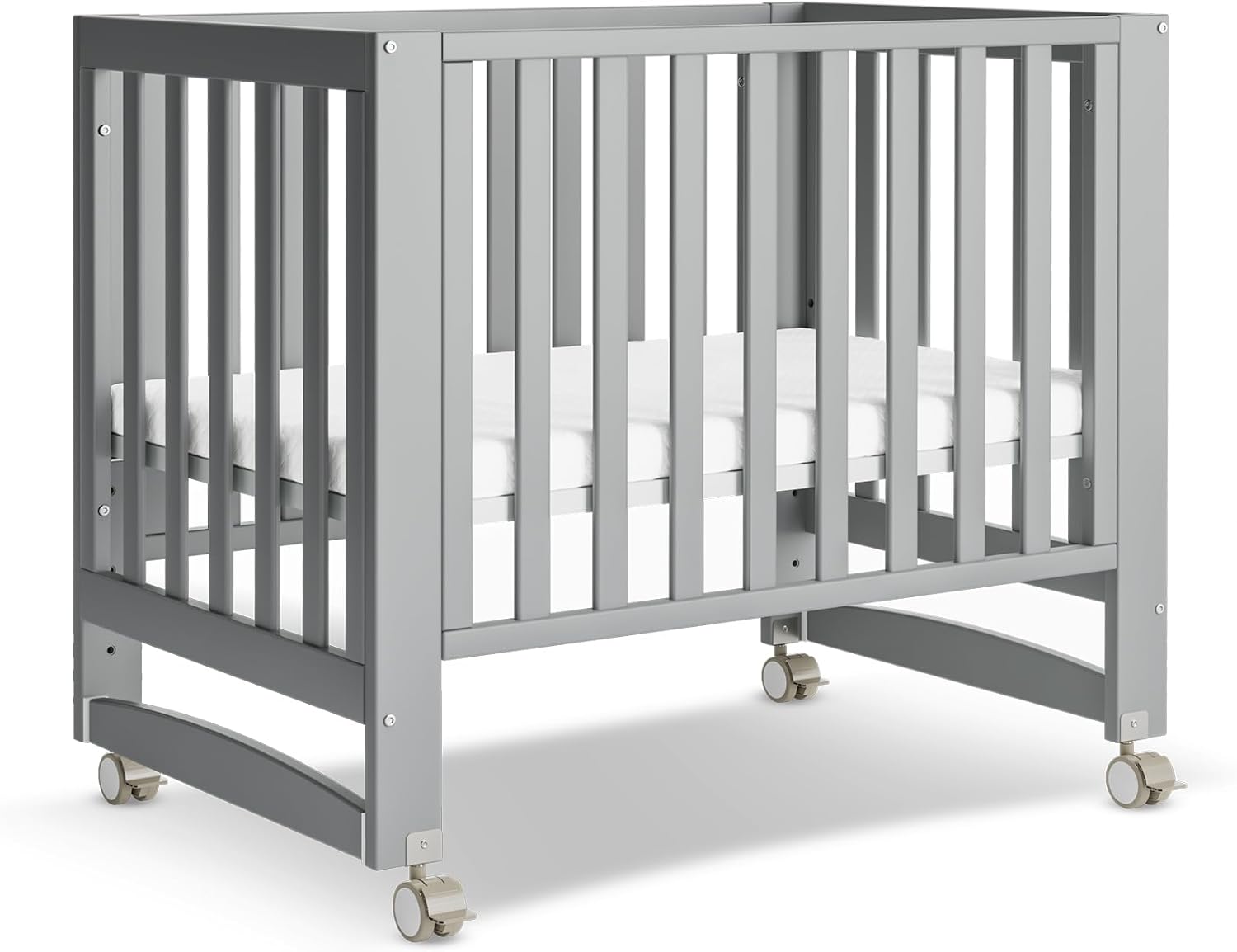 EvoNest Baby Crib 6 in 1 Convertible Mini Crib with Wheels
