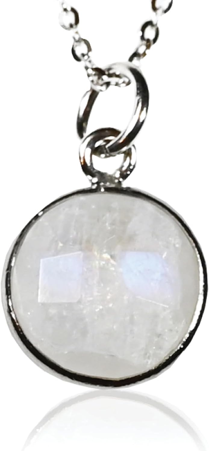 Round Pendant Necklace with Natural Gemstones for Elegant Style