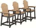 Tall Adirondack Chairs Set of 3 - All-Weather Balcony Bar Stools