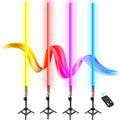 4 Pack 4ft Battery RGB Tube Lights with Tripods - Versatile Stage