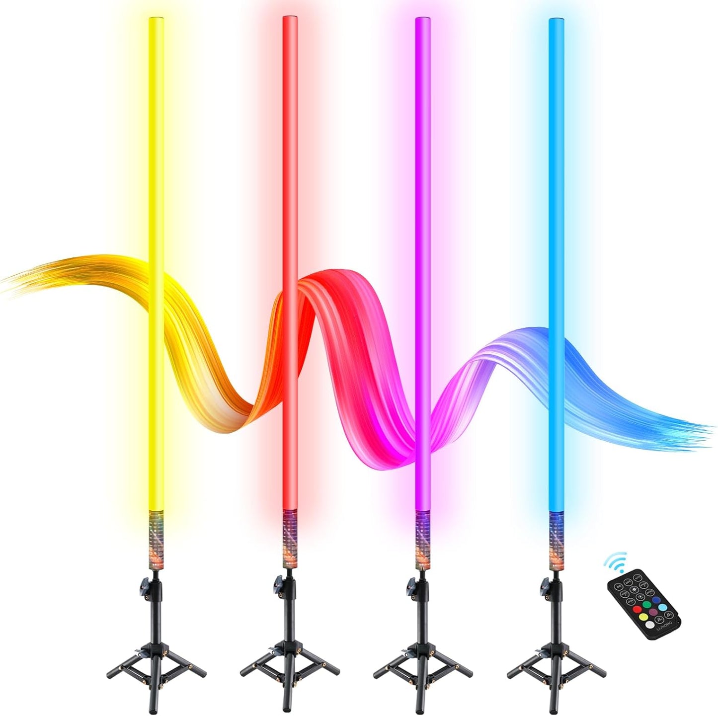 4 Pack 4ft RGB LED Tube Lights for DJ, Photography, and Parties