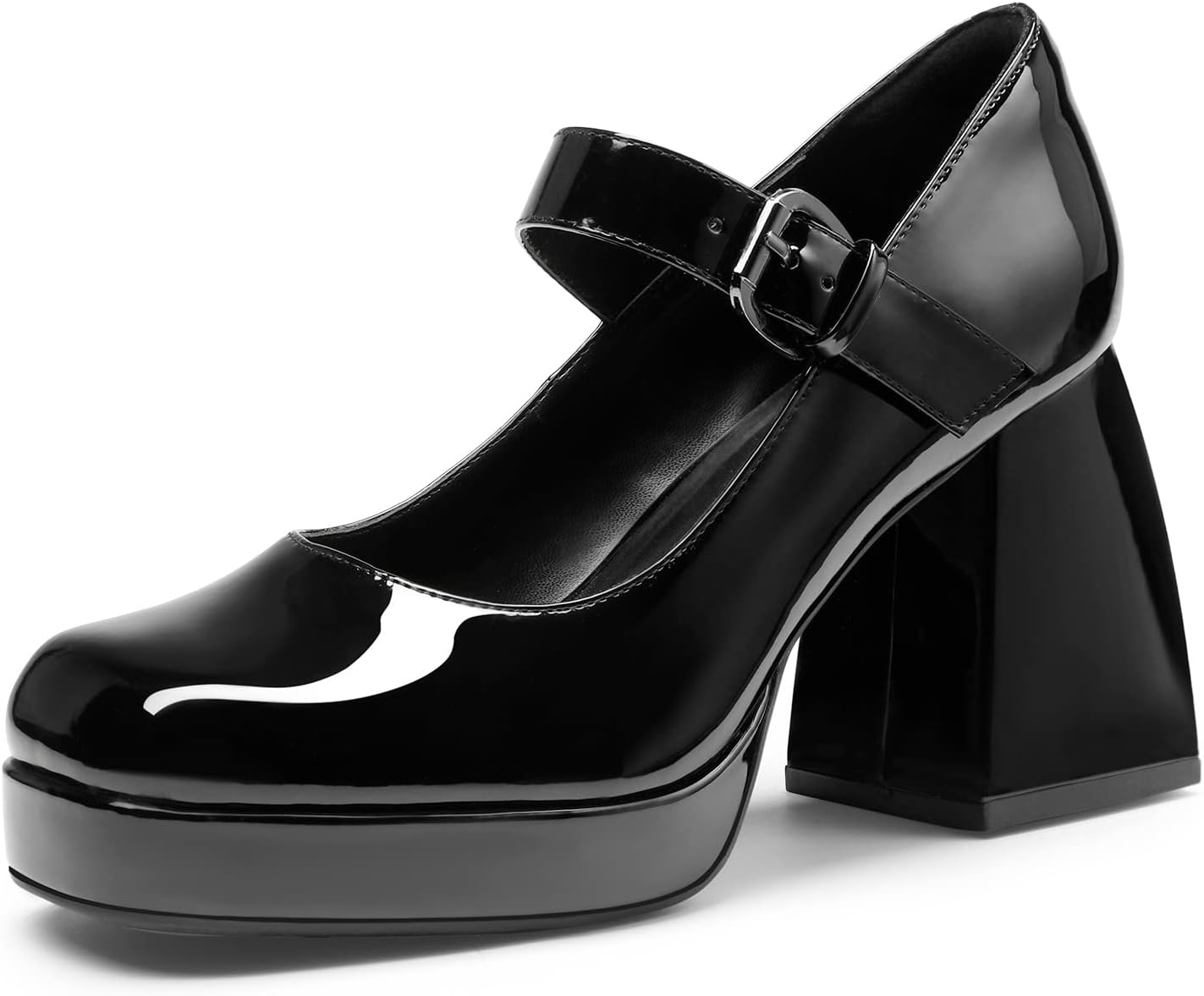 DREAM PAIRS Women's High Chunky Platform Closed Toe Mary Jane Heels