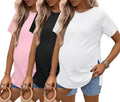 Maternity Shirts Short Sleeve Split Side Pregnancy Tops - Comfortable