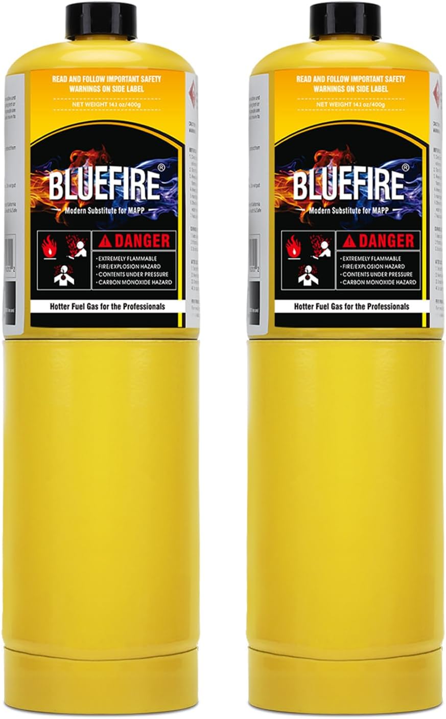 BLUEFIRE Modern MAPP Gas Cylinder Pack of 2 for Superior Heat