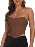 Women's Vintage Strapless Open Back Boned Mesh Bustier - Flattering it