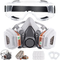 Respirator Mask Reusable Half Face Gas Cover with Safety Glasses