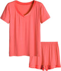 Latuza Women's V-neck Sleepwear Short Sleeve Pajama Set - Cool, Soft