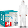 Hazmat Suits 30Pack Disposable Protective Coveralls - Heavy Duty Full