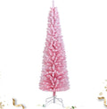 HAPPYGRILL 6 ft Pink Slim Pencil Christmas Tree - Flocked 460 Tips
