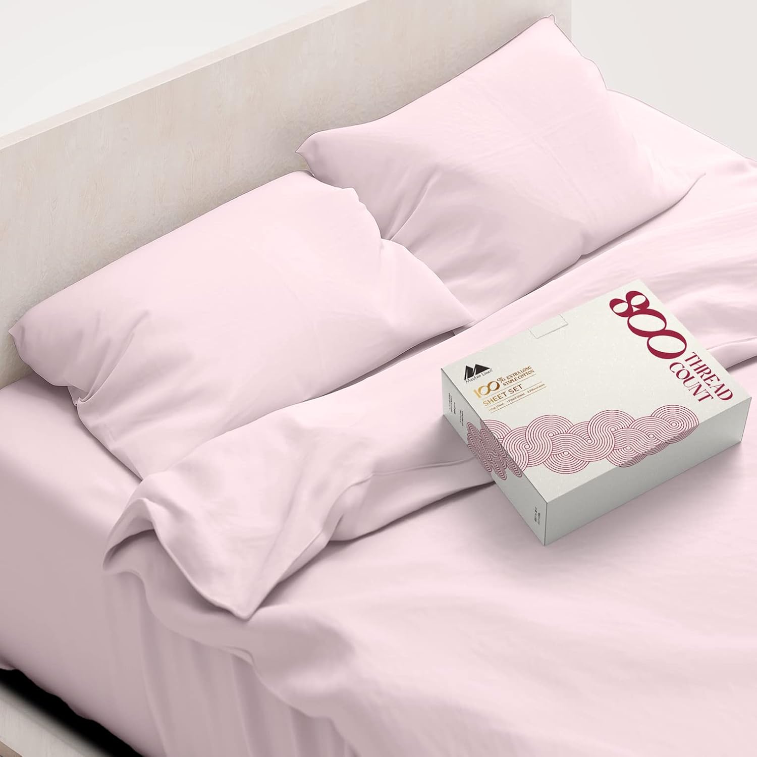 Luxurious Egyptian Cotton Queen Sheet Set - 800 TC Blush Color