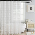 White Lace Shower Curtain with Attach Valance - Vintage Sheer