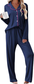 Ekouaer Womens Pajama Sets 2 Piece Long Sleeve Sleepwear - Soft