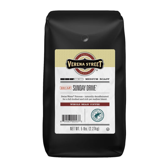 Verena Street 5 Pound Whole Bean Decaf Coffee for Mellow Flavor