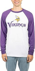 Ultra Game NFL Men's Super Soft Raglan Baseball Long Sleeve Tee