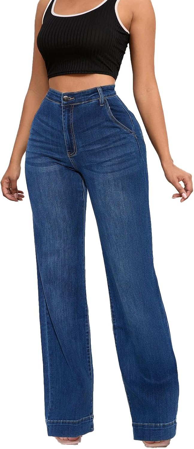 Women's High Waist Wide Leg Jeans for Effortless Style